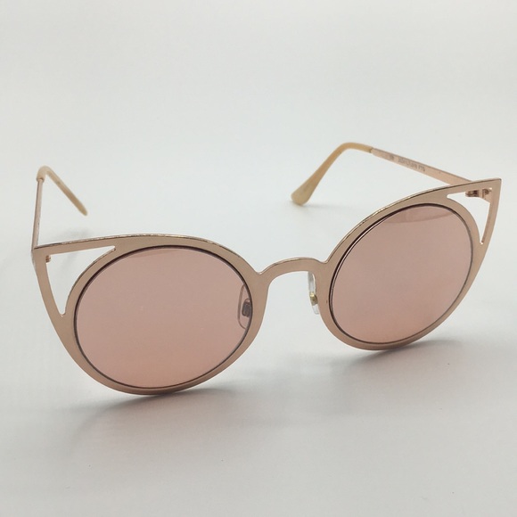 Accessories - Rose Gold Metal Fashion Sunglasses